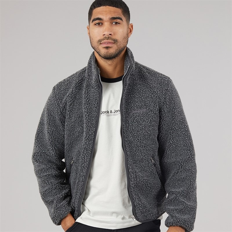 JACK & JONES Kurtka dla niego Norrebro Teddy kolor szary marglowy