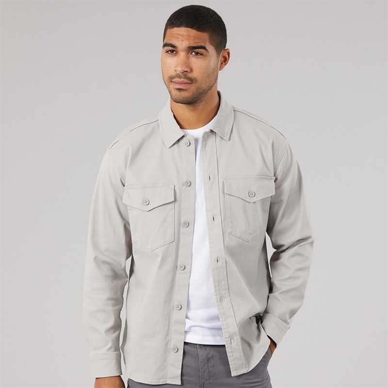 JACK & JONES Herren Dave Stretch Overshirt Ghost Grey