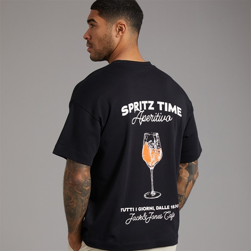 JACK & JONES Herren Küsten Tage T-Shirt Schwarz