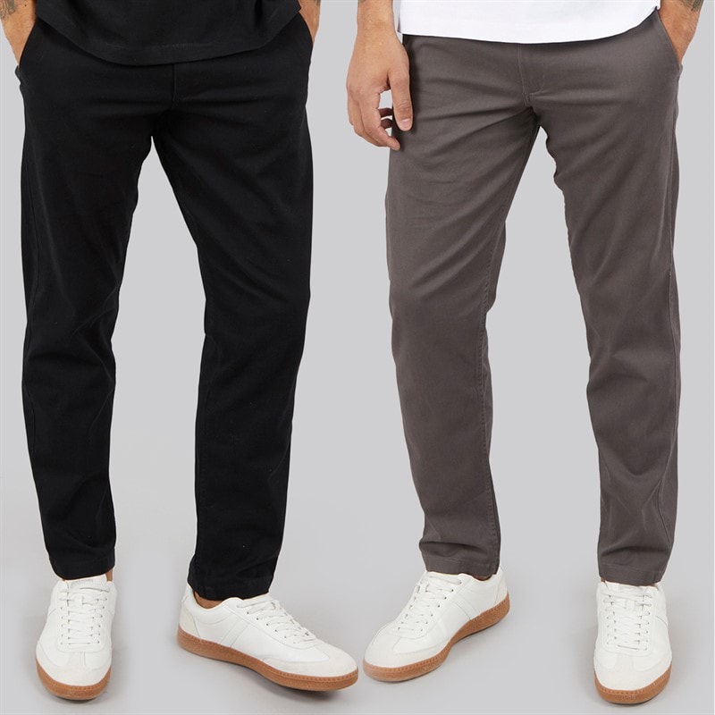 JACK & JONES Dwupak spodni chinos Kane Dave o luźnym kroju dla niego kolor Czarny/Asphalt