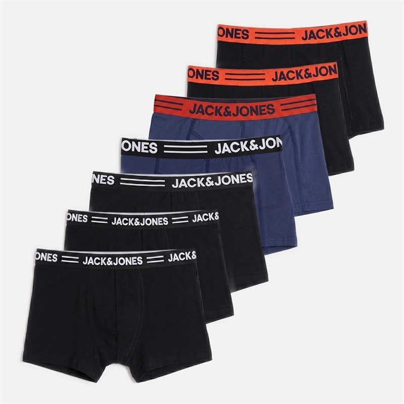 JACK & JONES Heren Sense Effen Set van 7 Boxers Zwart/Dark Navy/Dark Navy/Oceana/Oceana/Zwart/Zwart