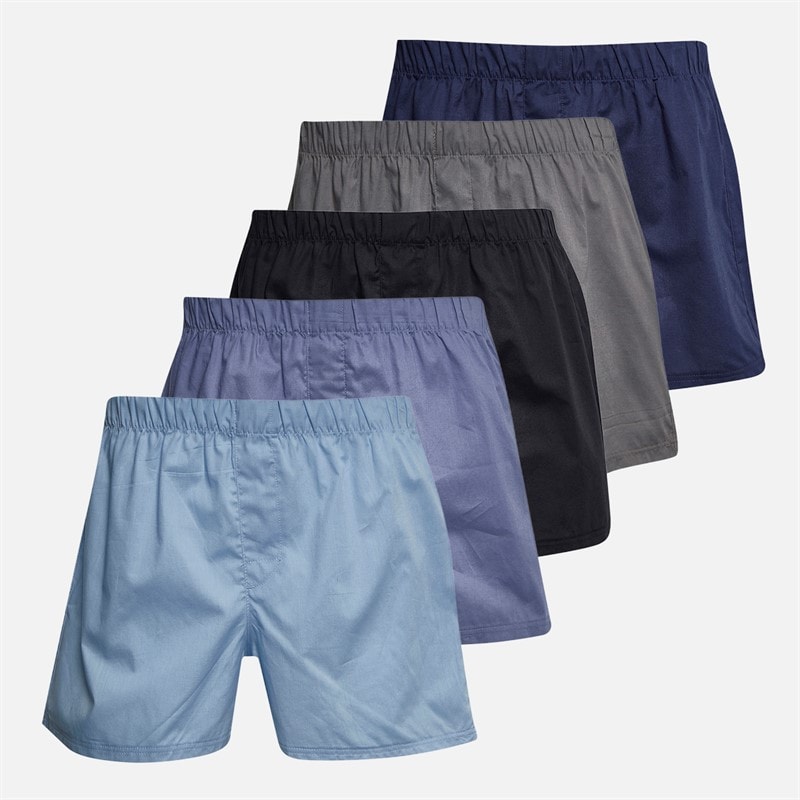 JACK & JONES Heren Vijf Pack Boxers Chambray Blue Troposphere/City Skyline/Naval/Zwart