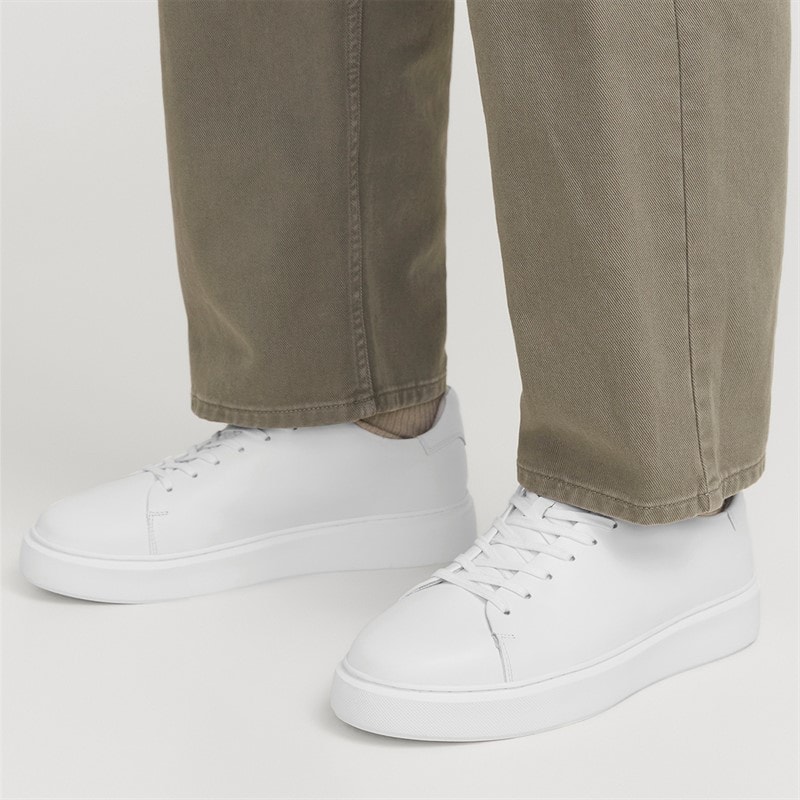 JACK & JONES Herren Stockholm Leder Sneaker Bright White