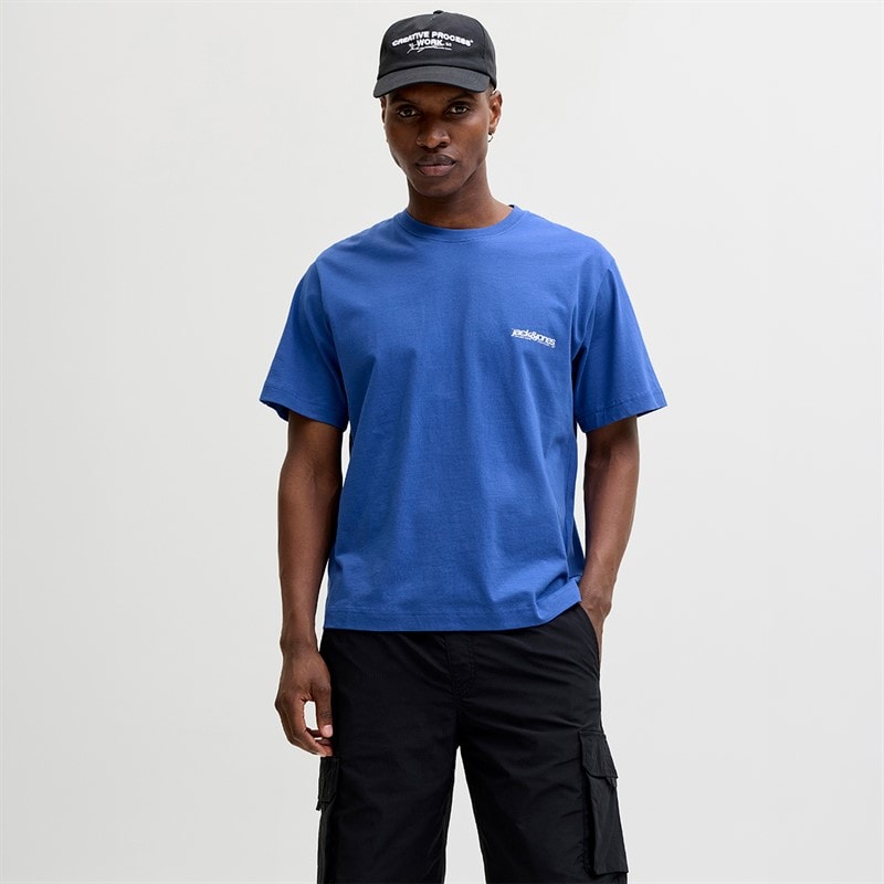 JACK & JONES T-shirt z nadrukiem Union na plecach dla niego kolor Beaucoup Blue