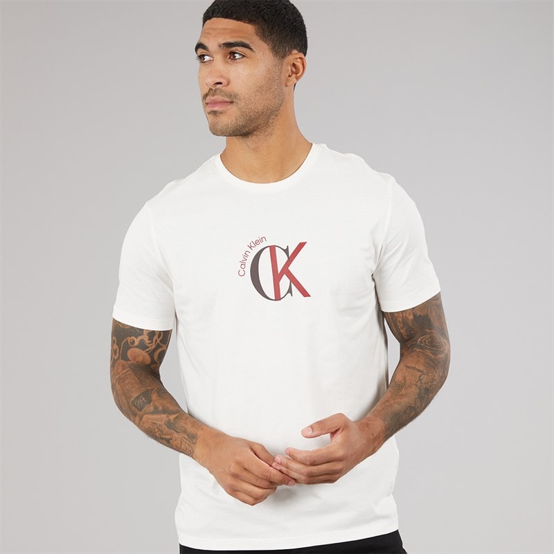 Calvin Klein Jeans T-shirt z graficznym z logo CKJ dla niego kolor White Greige
