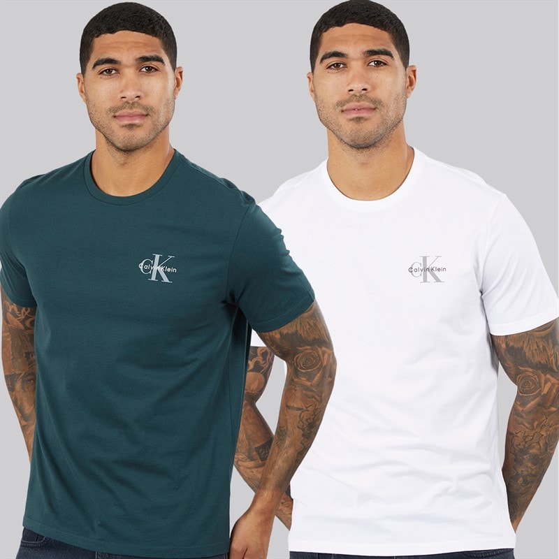 Calvin Klein Jeans Klasyczne T-shirty dwupak dla niego kolor Bright White/Dark Teal