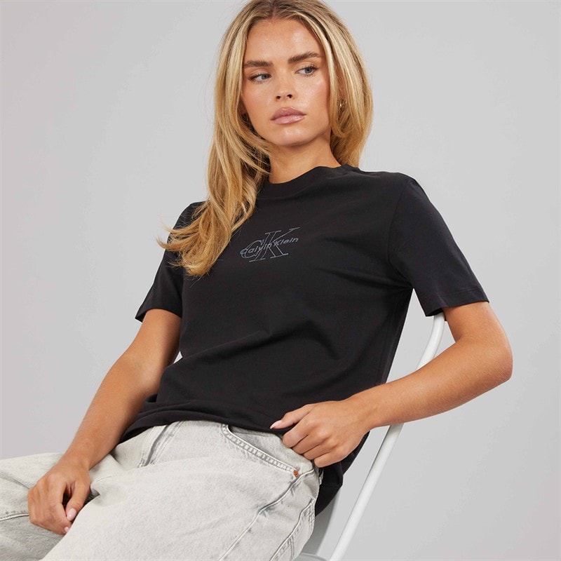 Calvin Klein Jeans Dames Monologo T-shirt Zwart