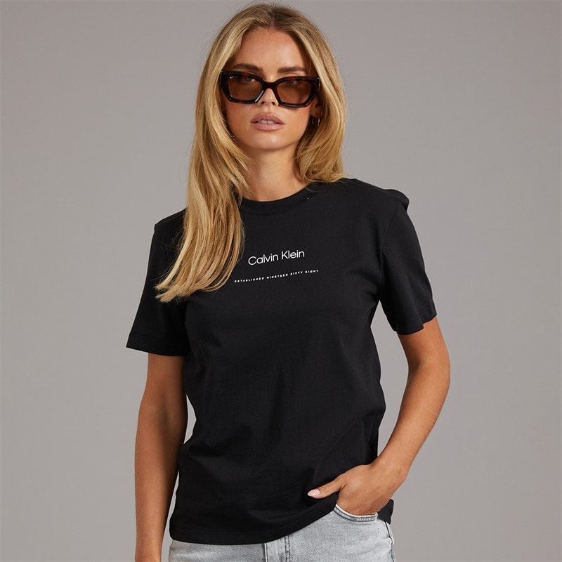 Calvin Klein Jeans T-shirt Classique Femme avec Logo Noir