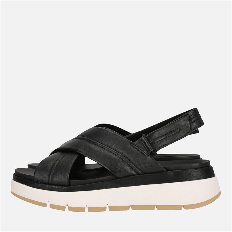 Clarks Dames Premium Toscaanse Kruis Sandalen Black Leather