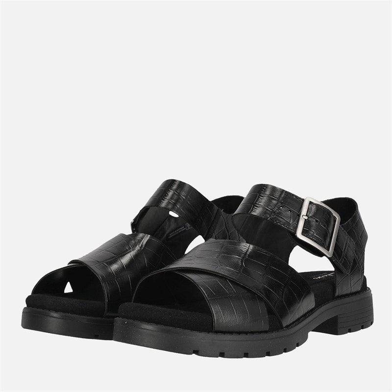 Clarks Dames Premium Orinoco Kruis Sandalen Black Interest