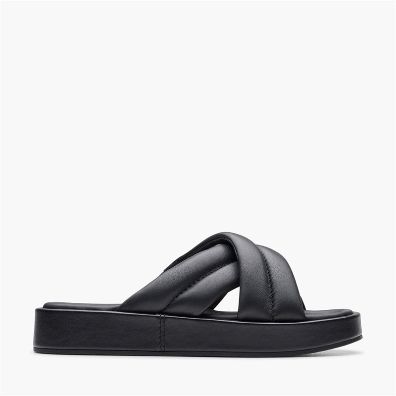 Clarks Femme Alda Glide D-Fit Claquettes Noir