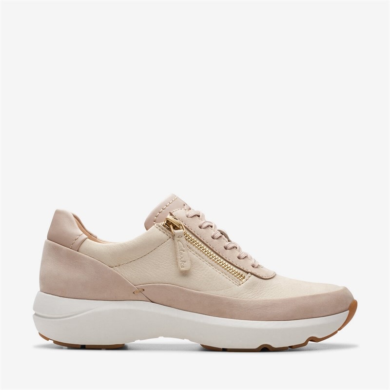 Clarks Premium Dames Tivoli Rits Zijkant Sneakers 1242 Sand Combi