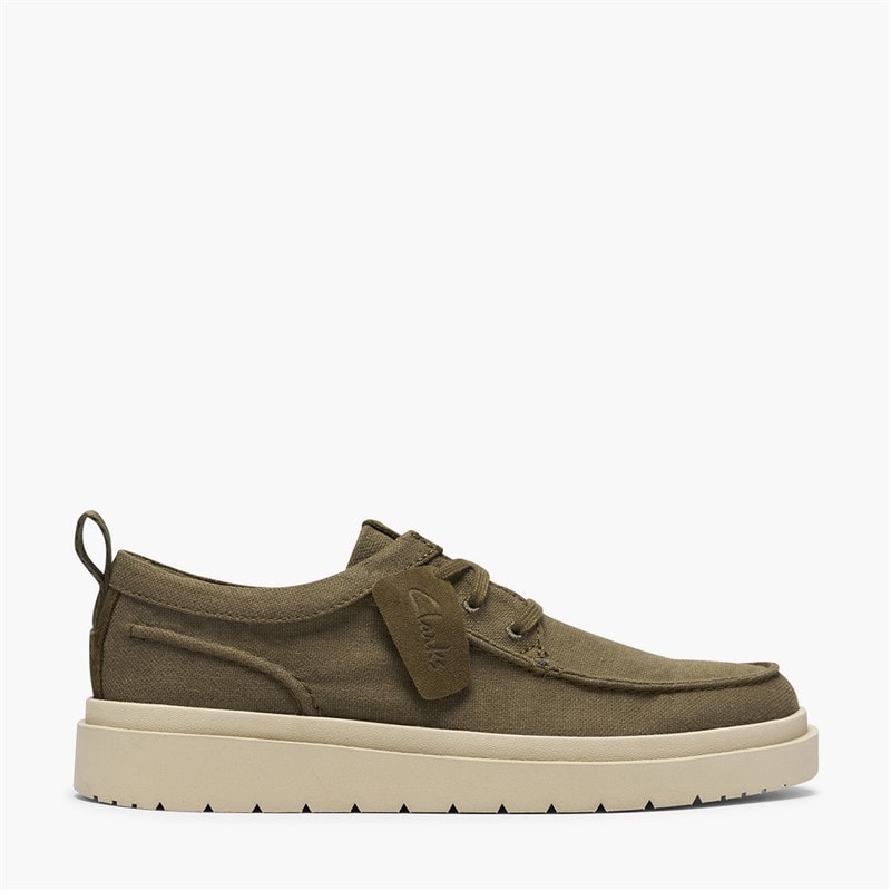 Clarks Herren Polden Moc Schuhe Olive Canvas