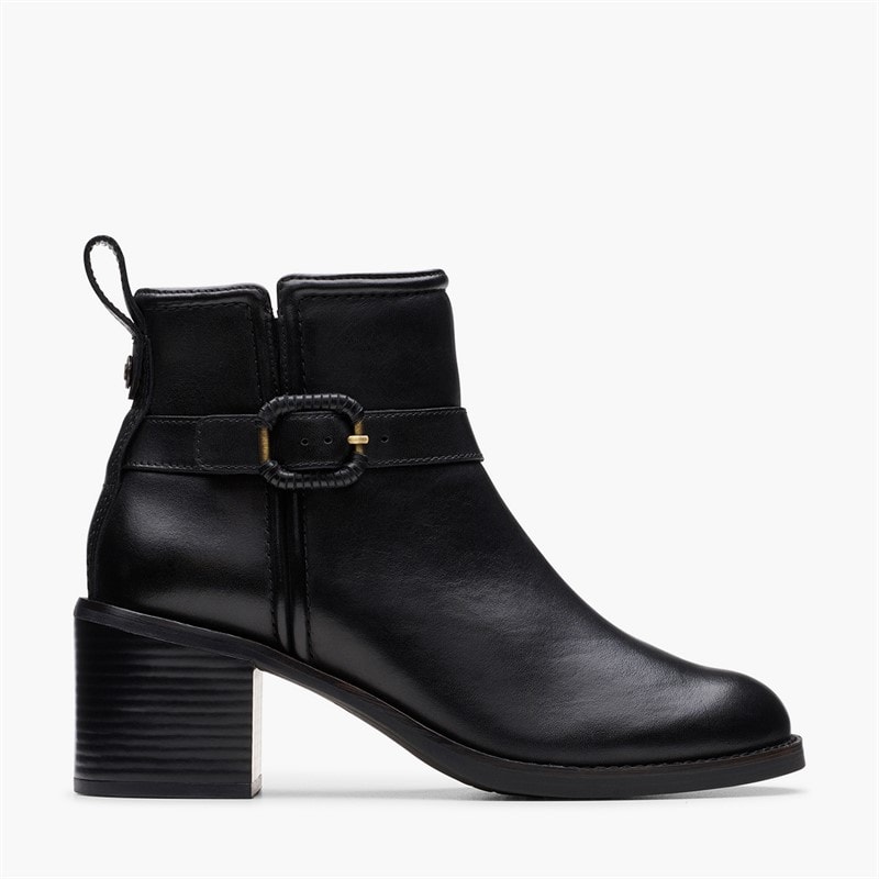 Clarks Bottes à talon bloc et finitions Chamberly Femme Black Leather