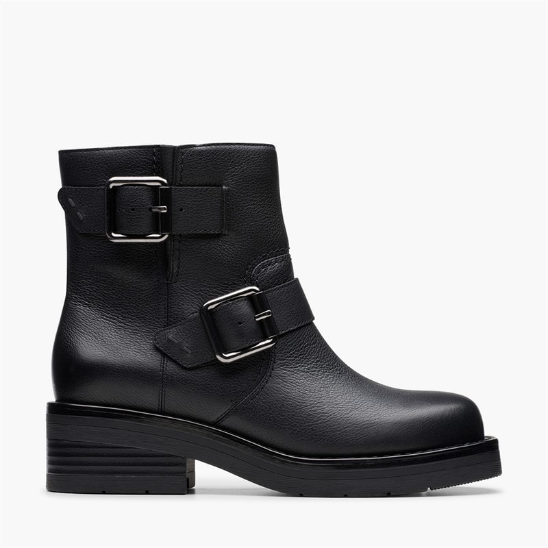 Clarks Bottes Rebelle à Boucles Femme Black Leather
