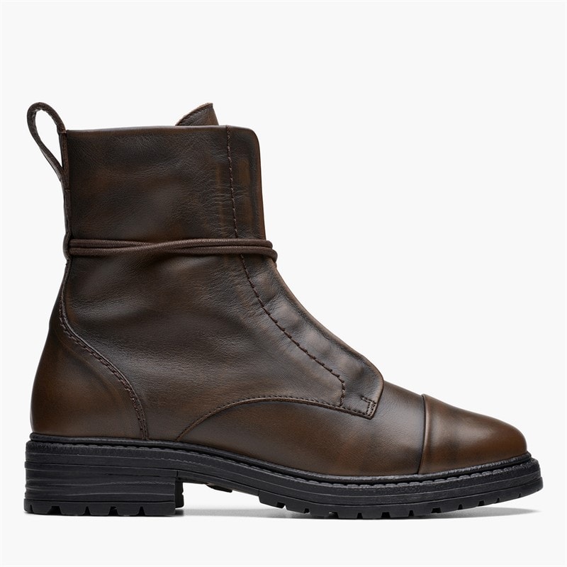 Clarks Bottes à Lacets Rixley Femme Dark Brown Leather
