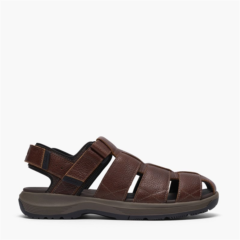 Clarks Sandales Fisherman Guideview Cove Homme Dark Brown Leather