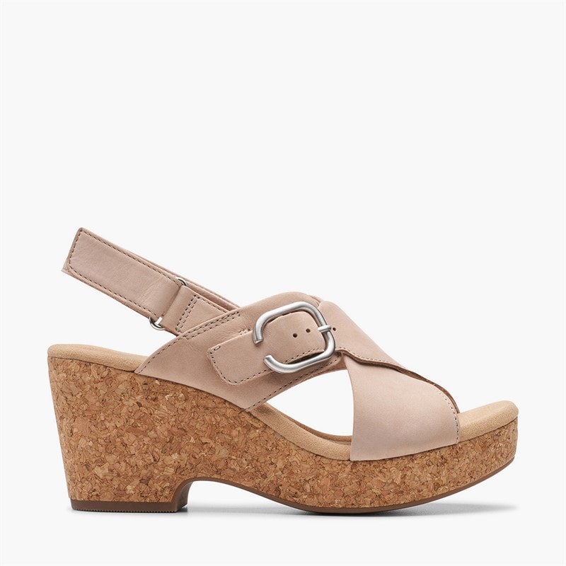 Clarks Dames Giselle Dove Wedge Sandalen Sand Nubuck