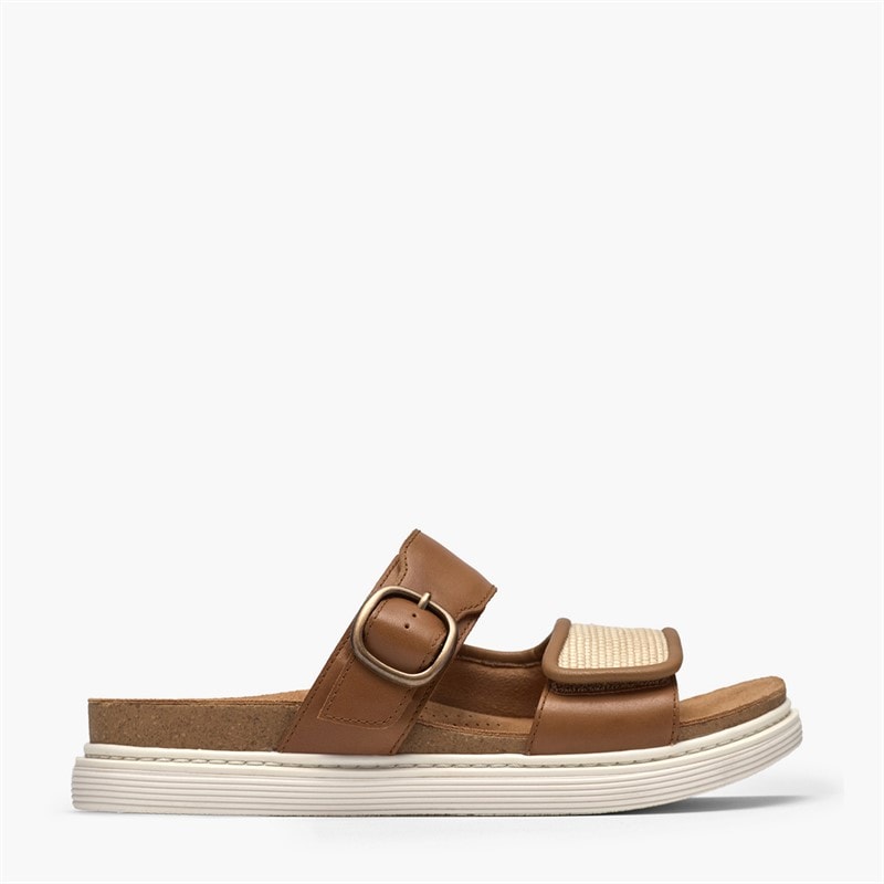 Clarks Damen Arwell Dual Riemen Sandalen Tan Leather