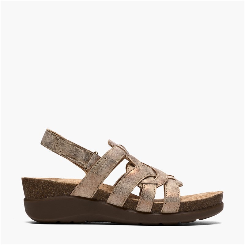 Clarks Dames Calenne Gracie Wedge Sandalen Bronze Metallic