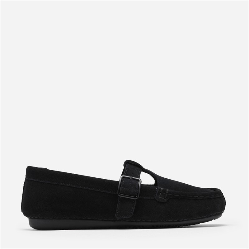 Clarks Loafers à bride T Femme à mouchetures Black Suede