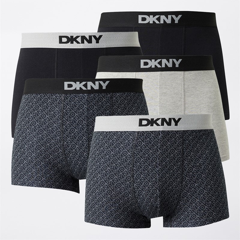 DKNY Heren Canton Vijf Pack Boxer Trunks Zwart/Alloy/Grey Marl