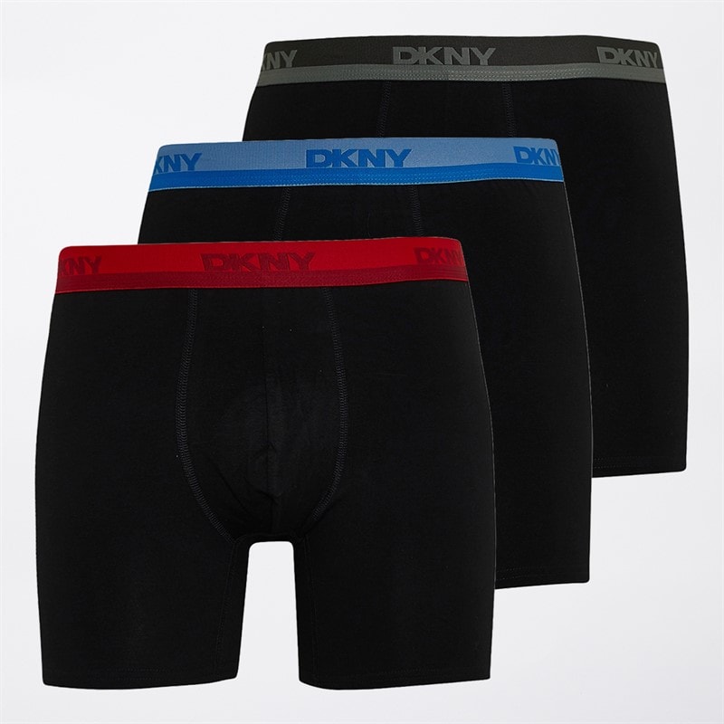 DKNY Heren Ajo Drie Pak Medium Boxer Trunks Zwart/Blauw/Rood/Military