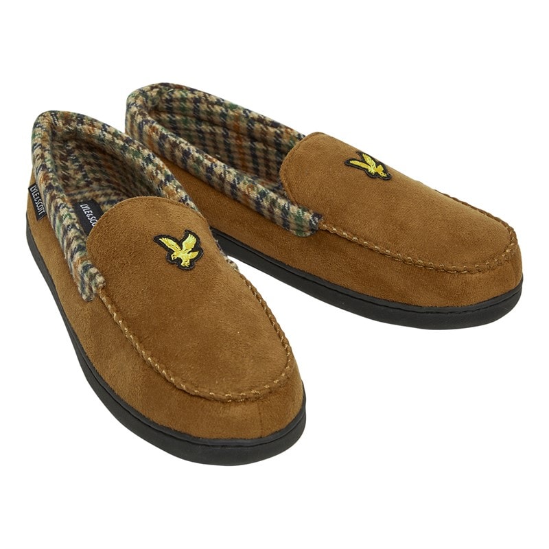 Lyle And Scott Vintage Heren Montague Mokassinslippers Donkerbruin/Hondstooth