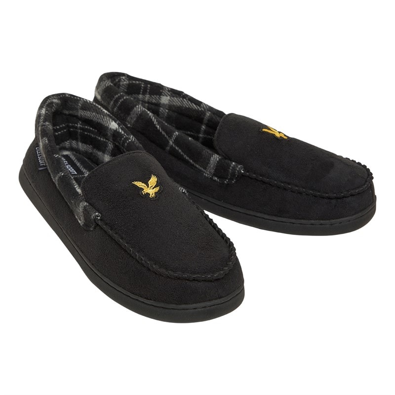 Lyle And Scott Vintage Heren Montague Mocassinslippers Zwart/Grijs Ruit