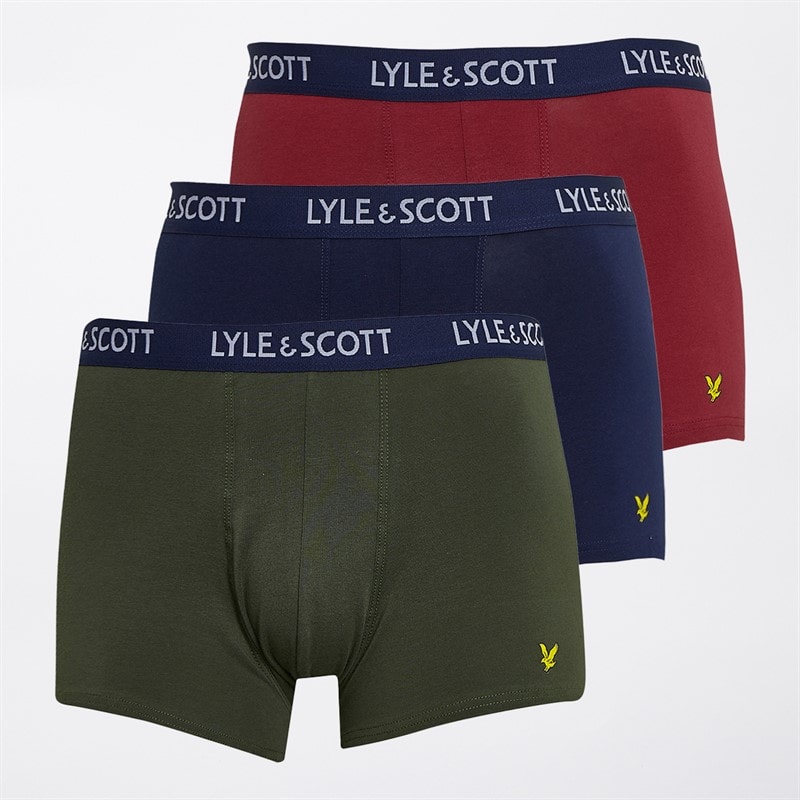 Lyle And Scott Vintage Herren Barclay 3er-Pack Boxershorts Ruby Wine/Peacoat/Climbing Ivy