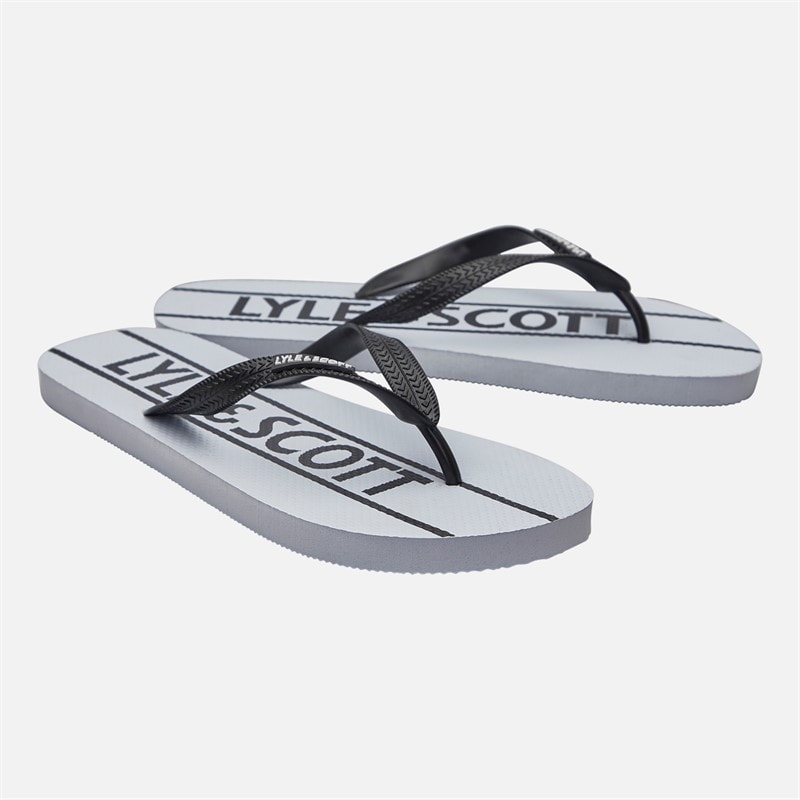Lyle And Scott Vintage Heren zand teenslippers Wit/Zwart