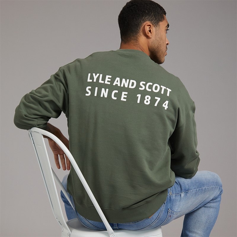 Lyle And Scott Vintage Herren Oversized 1874 Sweatshirt Cactus Green