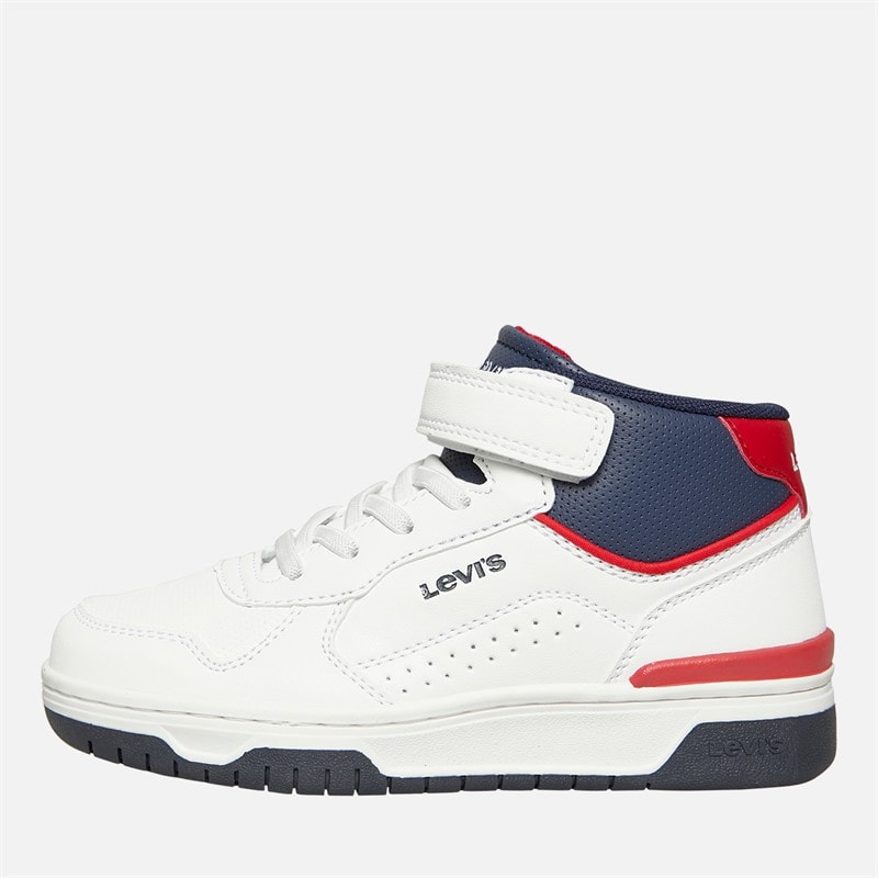 Levi's Kinderen Dereck Hi Top Sneakers Wit Marine Rood 0218