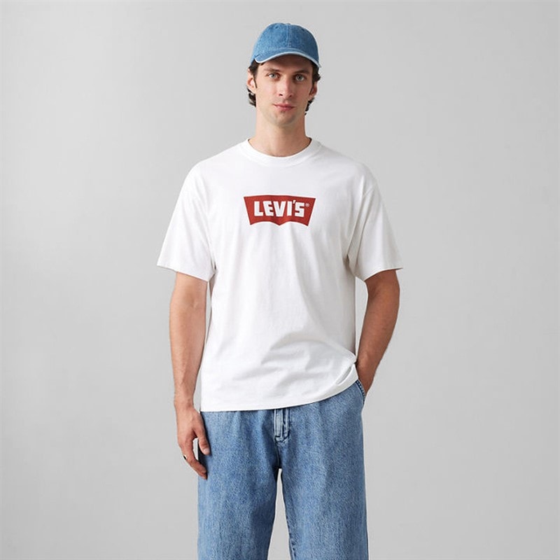 Levi's Graficzny T-shirt o kroju vintage dla niego kolor Vintage Chili Oil Batwing White