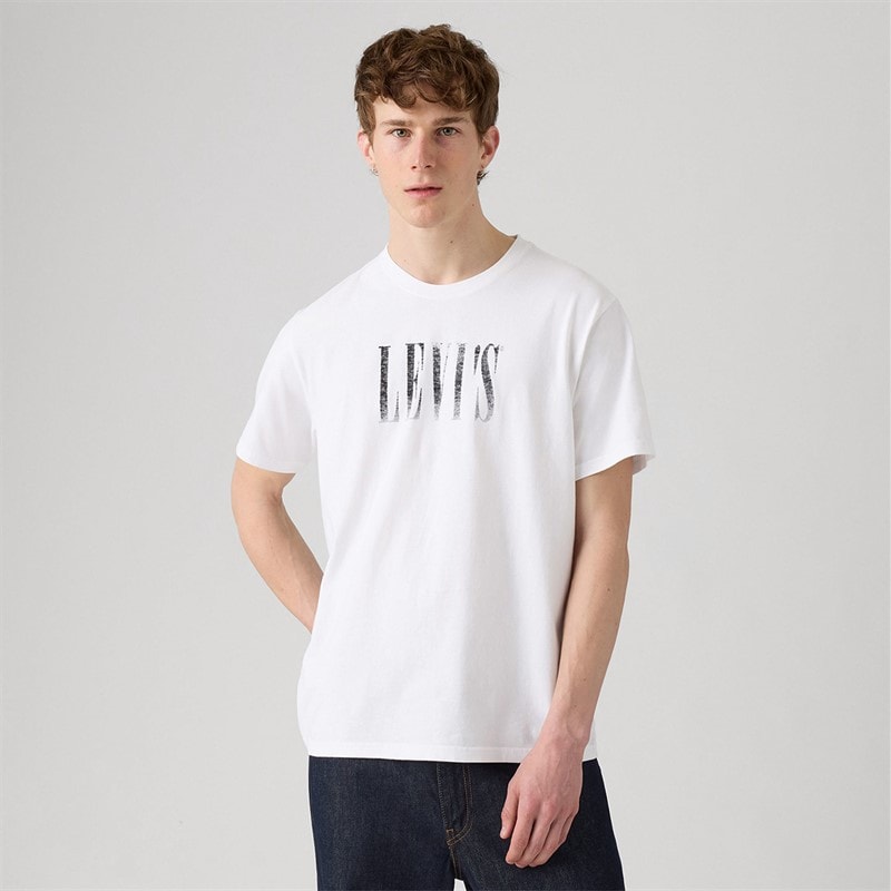 Levi's Herren T Shirt Lockerer Schnitt Weiß Plus