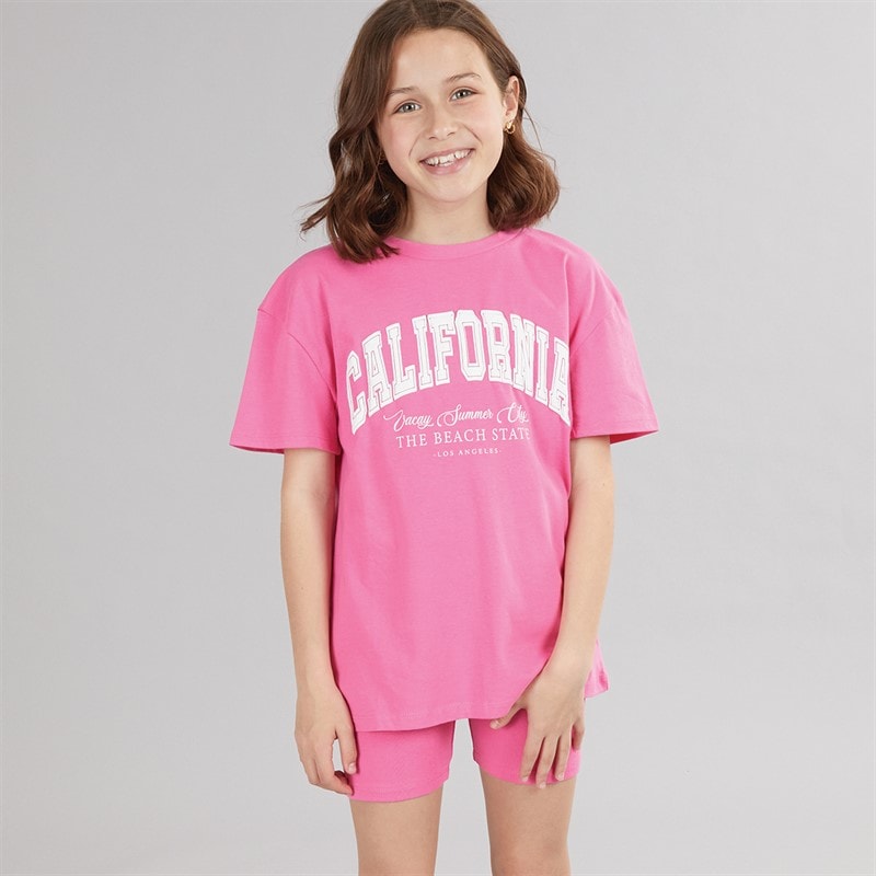 MINOTI Ensemble haut et short Fille Neon Coral