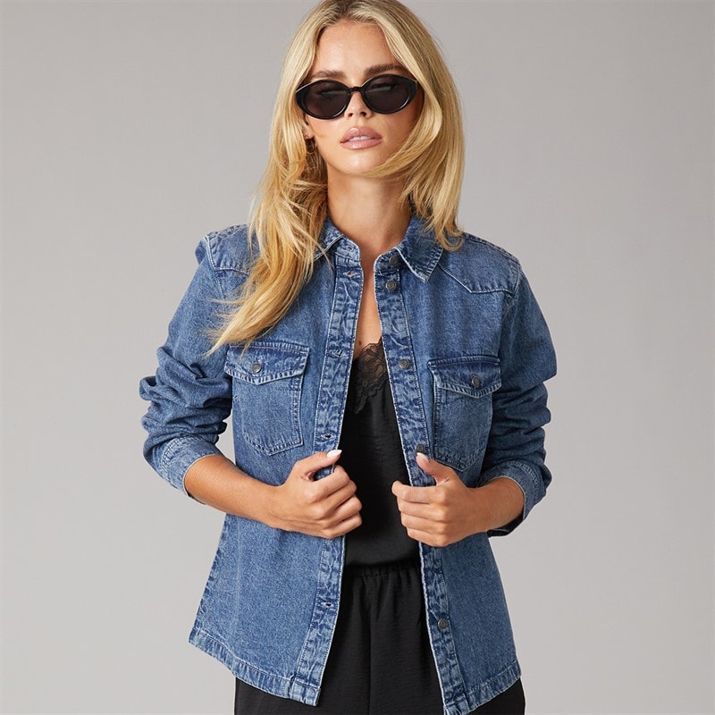 Noisy May Signe koszula jeansowa dla niej kolor Medium Blue Denim