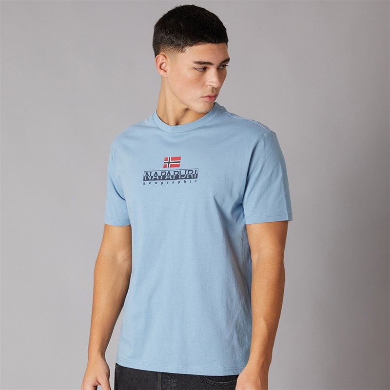 Napapijri Heren Sory Logo T-shirt Faded Denim