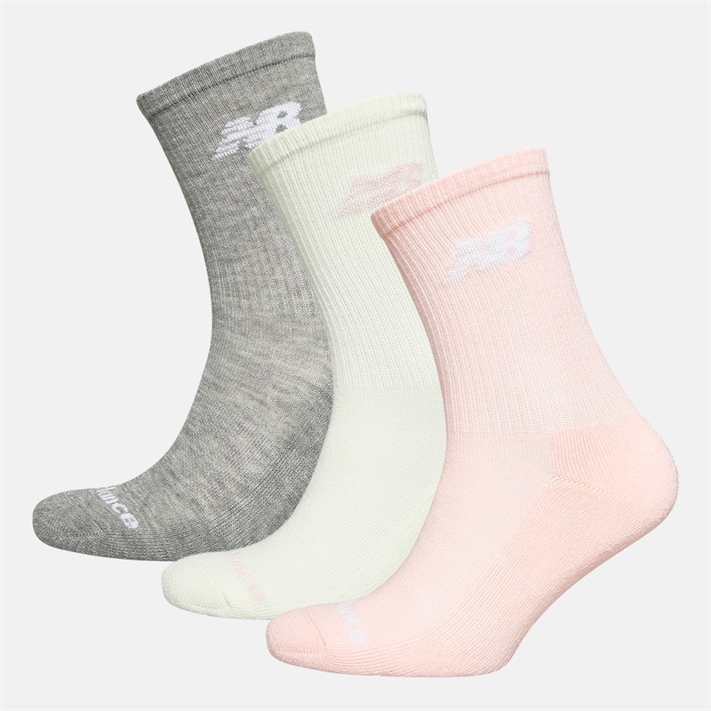 New Balance Damen Flying Logo 3er-Pack Crew Socken Rosa / Grau meliert / Meersalz