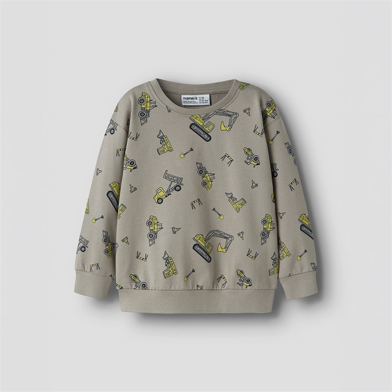 Name It Jongens Mini Vildar Dino Ecavator Sweatshirt Vintage Khaki