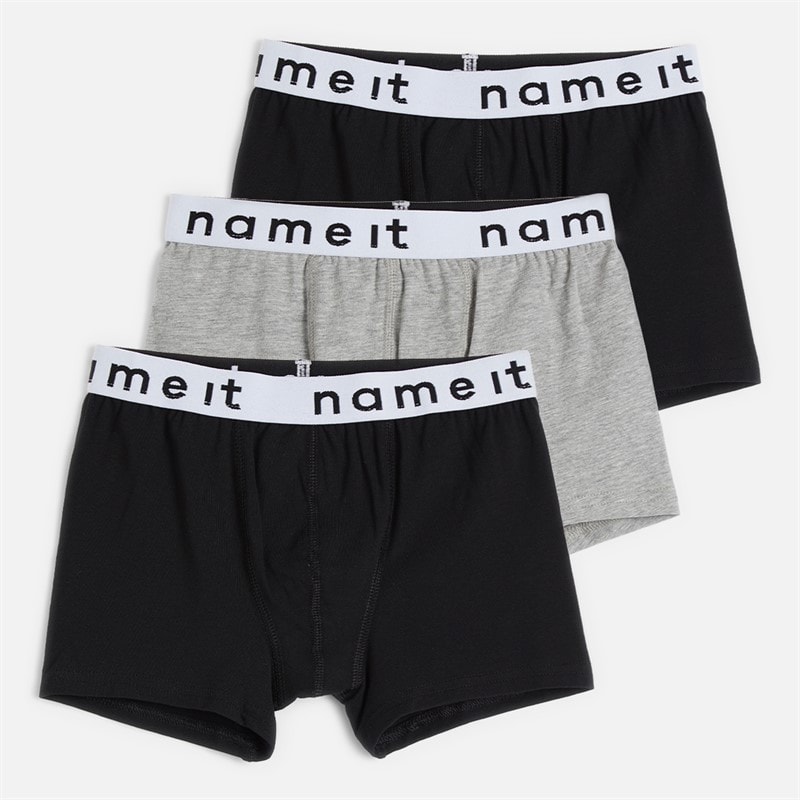 Name It Jongens Drie Pack Boxers Zwart/Zwart/Grijs Zwart/Zwart/Grey