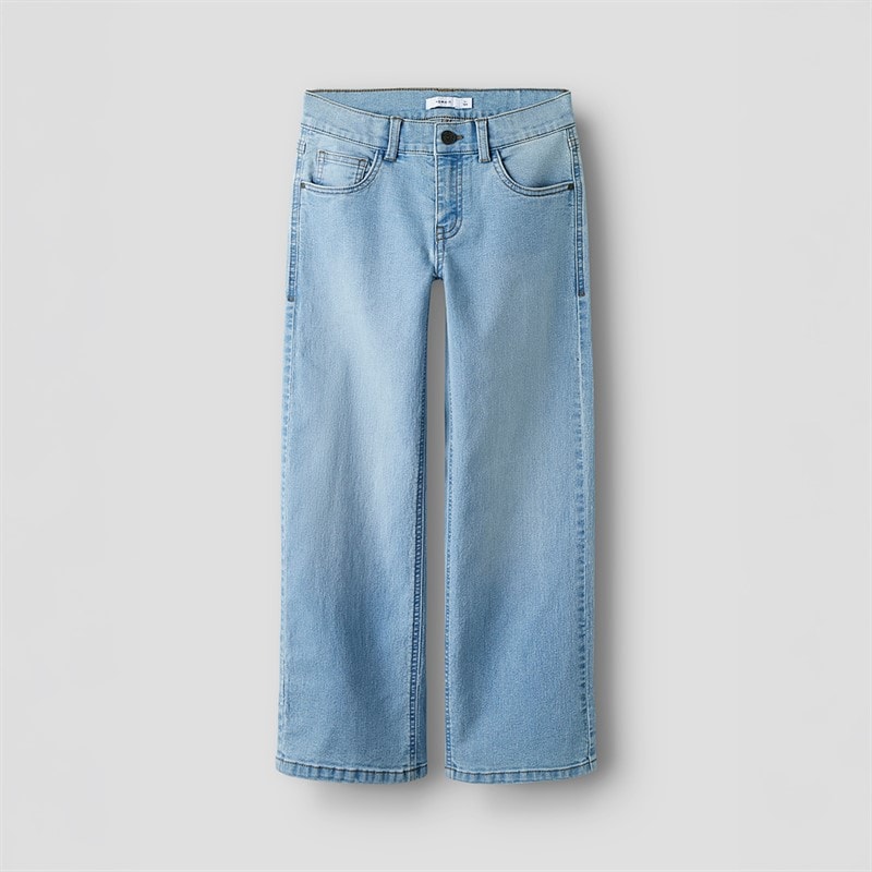 Name It Meisjes Roze Wijde Jeans Light Blue Denim