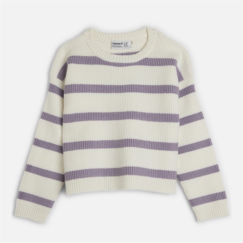 Name It Meisjes Vnilla Gebreide Trui Cloud Dancer/Lavender Grey