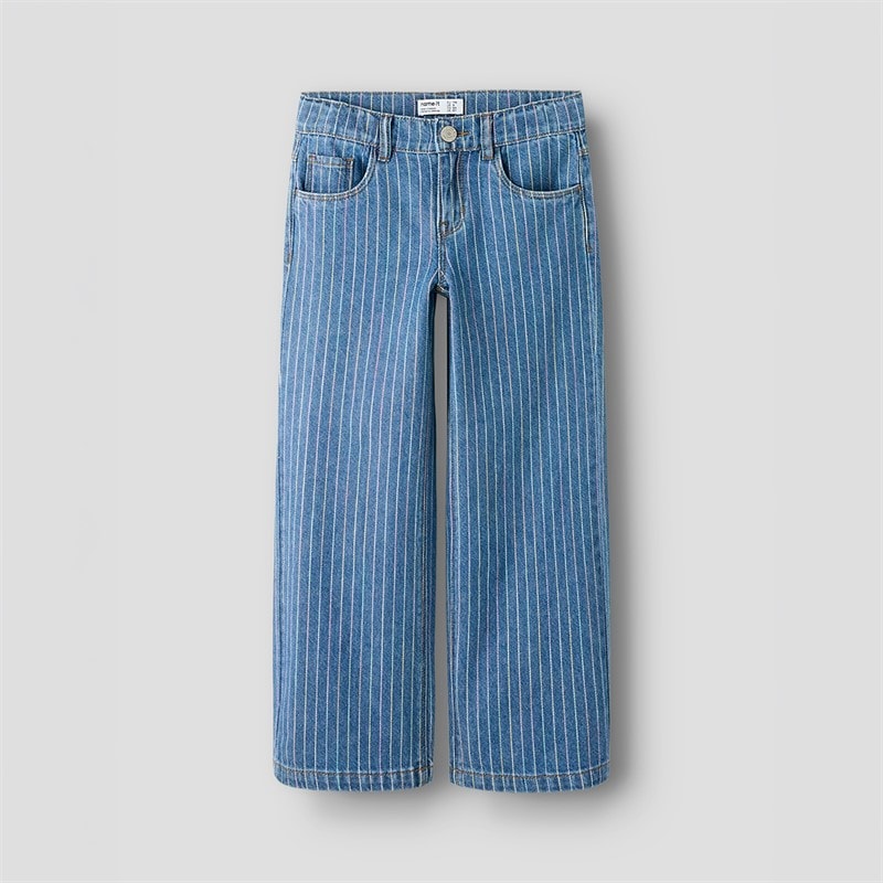Name It Jeans rayés évasés roses Fille Medium Blue Denim
