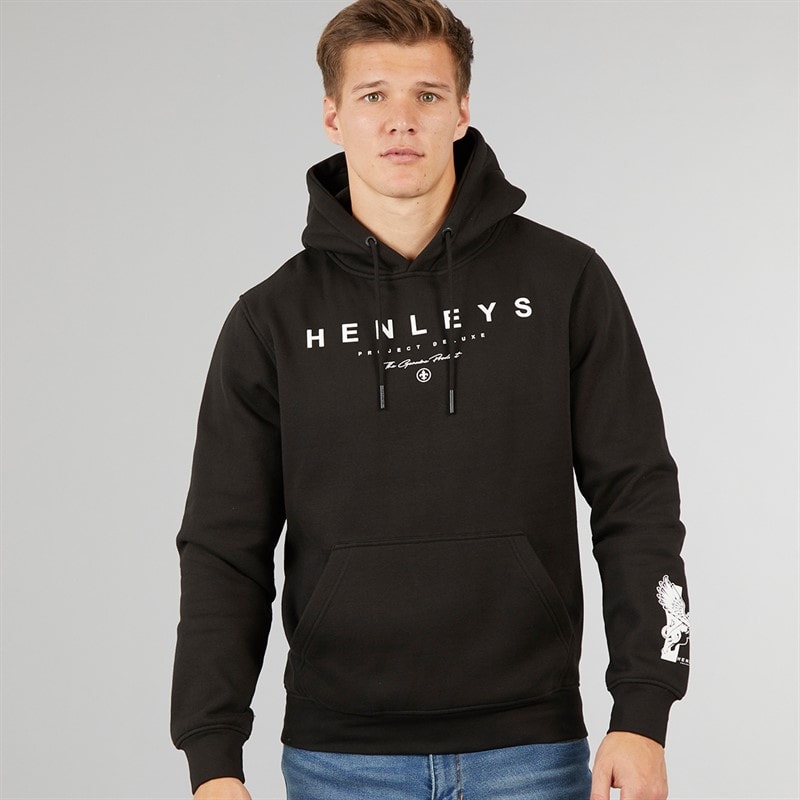 Henleys Męskie Hentyme Bluzy z kapturami Czarny