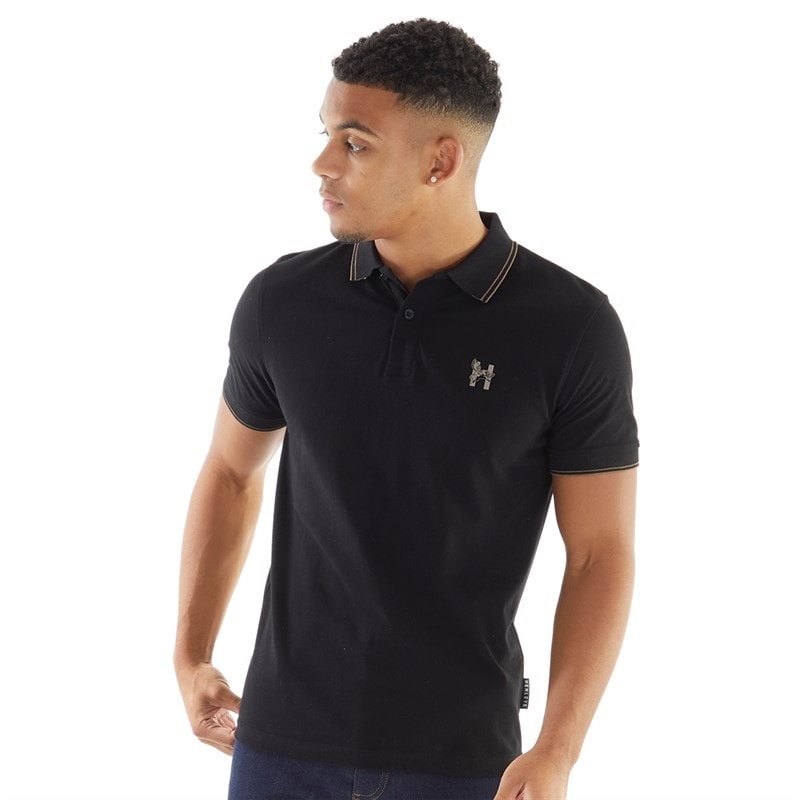 Henleys Herren Henflare Poloshirt Schwarz