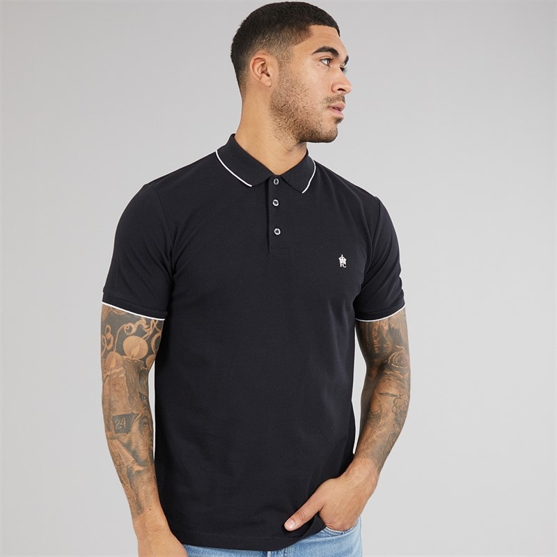 French Connection Polo Piqué Homme Marine/Blanc