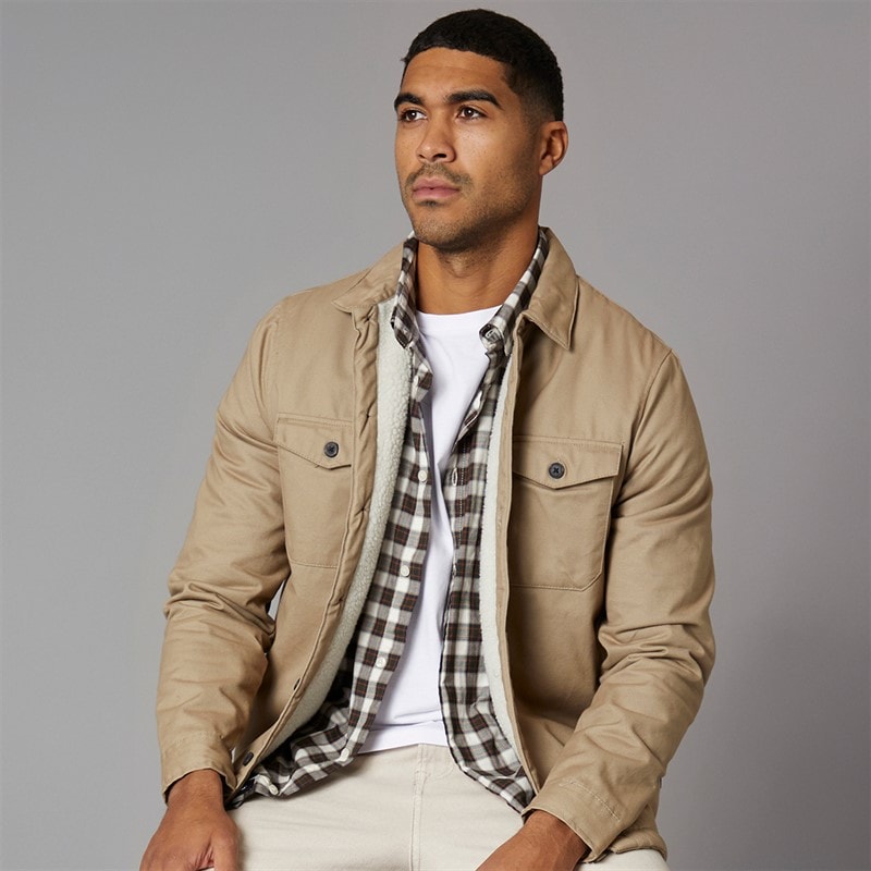 French Connection Heren Werk Borg Overshirt Grijs