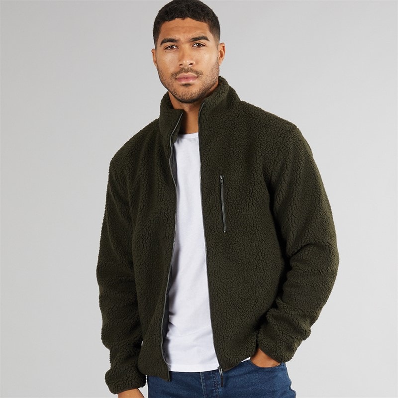 French Connection Heren Borg Trechter Nek Fleece Khaki