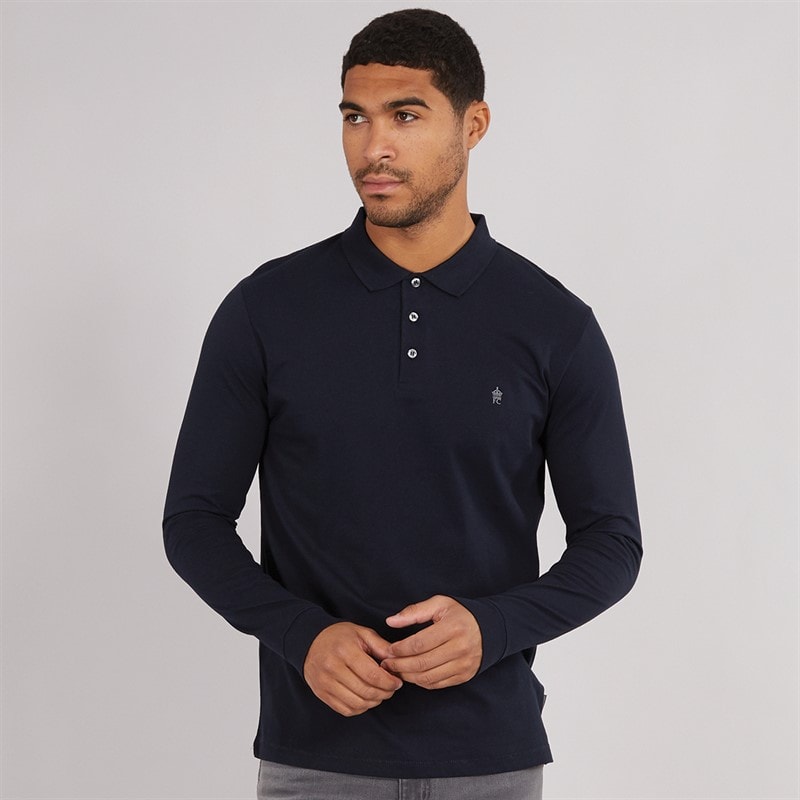 French Connection Herren L/S J Poloshirt Marine/Gunmetal